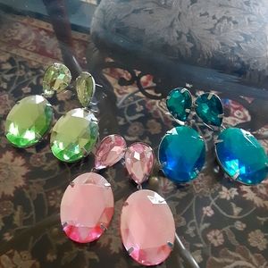 (3) Pairs of ASOS Statement Gem Earrings